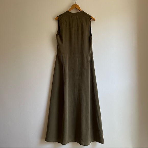 Hackwith Design House Mandarin Collar Dress in Olive - Picture 11 of 16